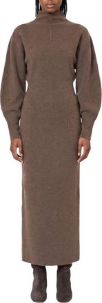 Max Mara Brown Mock Collar Maxi Dress