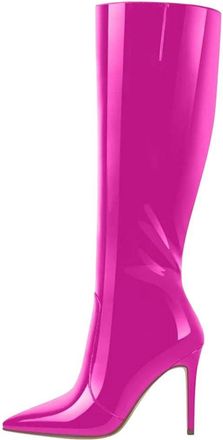 Generic Womens Knee High Boots Pointed Toe Thin Heel Soft Pu Leather Side Zipper Winter Long Boot