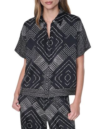 DKNY Drop-Shoulder Printed Top