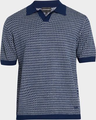 Emporio Armani Men & apos;s Contrast Triangle Jacquard Short-Sleeve Sweater