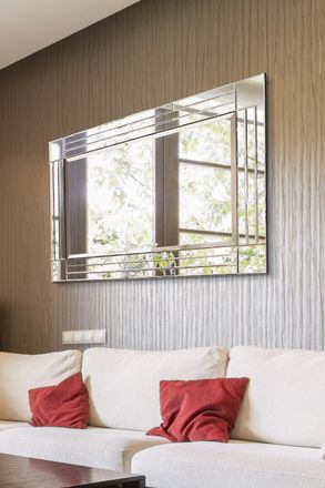 MirrorOutlet Milton All Glass Bevelled Square Corner Large Dress Mirror 120 x 80 CM in Clear