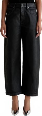 AG - Adriano Goldschmied Hattie Crop Barrel Jean In Leatherette Super Black