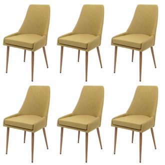 Hhg Hhg - Nunca Usado] Lote De 6 Silla De Comedor 069, Silla De Cocina Silla Tapizada, Tela/textil (280g/m&sup2;) Metal, Verde
