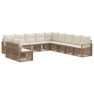 vidaXL Conjunto De Sof&aacute;s De Jard&iacute;n 11 Pcs Beige Rat&aacute;n Sint&eacute;tico Vidaxl