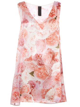 Twisty floral print shift dress - women - Silk - M - Pink