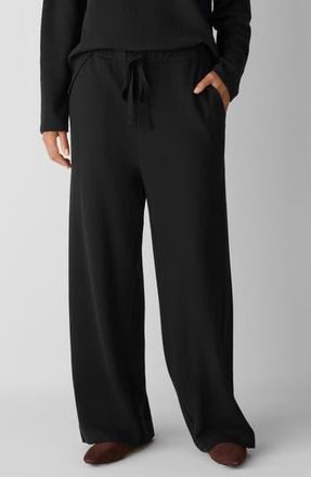 Eileen Fisher Organic Cotton Blend Ankle Wide Leg Drawstring Pants in Black at Nordstrom Rack, Size Medium