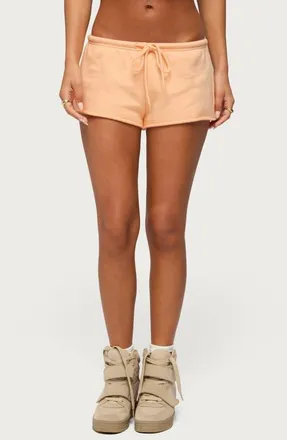 Edikted Cataleya Drawstring Microshorts in Orange at Nordstrom, Size X-Small