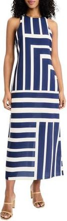 Donna Morgan Stripe Maxi Dress in Cream/Navy at Nordstrom Rack, Size 14