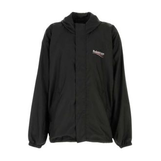 Balenciaga Light Jackets, male, Black, Size: XS Waterproof Jacket With Hood