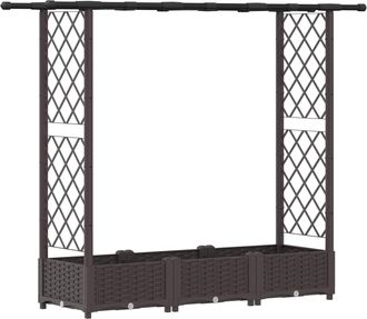 vidaXL Cama Elevada Con Trellis Y Techo Marr&oacute;n 164 X 40 X 121 Cm Pp Vidaxl