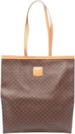 Celine Pre-owned Macadam PVC Coated Canvas Leather Tote Bag - Dames - Vintage Shopper - Bruin - ONE Size - Leer - Vintage