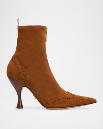 Thom Browne 90mm Wingtip Suede Booties