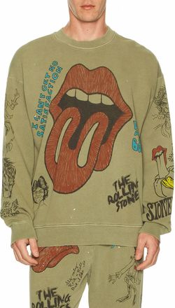 MadeWorn Rolling Stones Sketch Classic Crew Sweatshirt In Fatigue