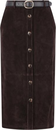 Self Portrait Gonna con cintura - Marrone