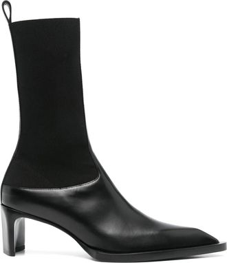 Jil Sander 60 mm leren Chelsea enkellaarzen - Zwart