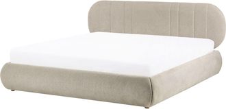 Beliani Letto Matrimoniale Imbottito Con Struttura A Molle A Sollevamento Trapuntato 180 X 200 Tortora Campan