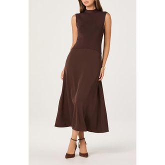 ASTR the Label Mixed Media Dress in Brown at Nordstrom Rack, Size Large