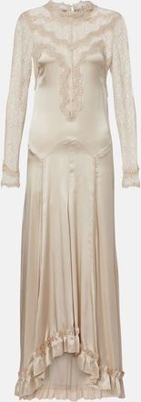 Isabel Marant Abito lungo Dolores in raso di misto seta con pizzo