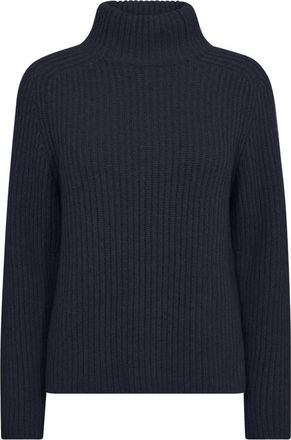 Mos Mosh Hoge Hals Gebreide Trui Marineblauw - Dames - Coltruien - Blauw - XL - Wol - Truien & Vesten