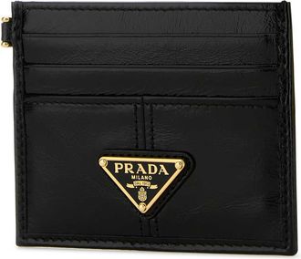 Prada Womens Black Leather Card Holder Nero Vitello Portafogli Wallet