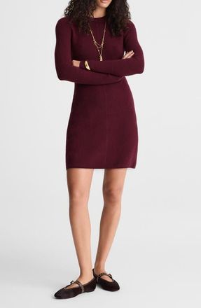 Madewell Long Sleeve Sweater Minidress in Dark Pomegrante at Nordstrom, Size Medium