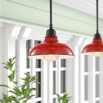 Jonathan Y Designs Jasper 12.25 1-Light Farmhouse Industrial Indoor/Outdoor Iron LED Pendant