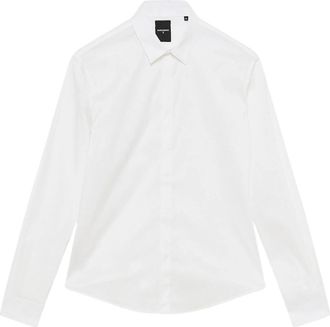 Patrizia Pepe Stretch Katoen Poplin Overhemd - Heren - Zakelijke Overhemden - Wit - XL - Katoen - Overhemden