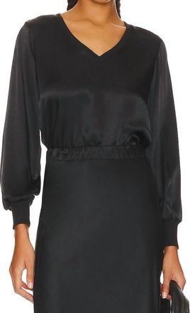 Nation Ltd Ayra Dressed Up V Neck Top In Black