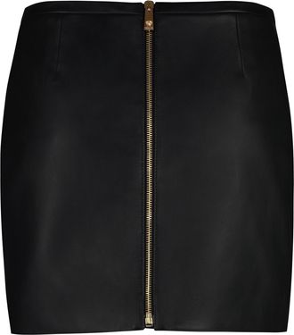Versace Womens Leather Mini Skirt Black Lamb