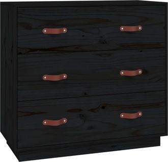 vidaXL Sideboard Black 80x40x75 cm Solid Wood Pine Vidaxl