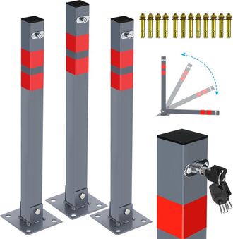 Vingo Vingo - Randaco Recinto di parcheggio, 3x set, recinto di parcheggio universale pieghevole,dissuasore di parcheggio, catena