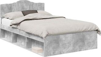 vidaXL Estructura De Cama Con Cabecera Gris Concreto 135 X 190 Cm Vidaxl