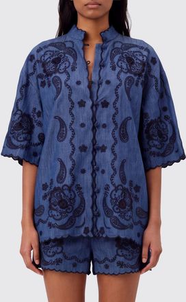 Zimmermann Camicia Aster in cotone ricamato con collo alla coreana