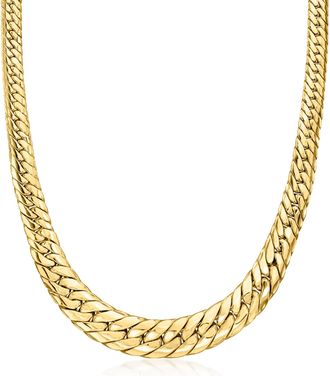 Ross-Simons 18kt Gold Over Sterling Graduated Cuban-Link Necklace