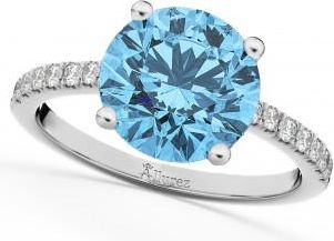 Allurez Blue Topaz & Diamond Engagement Ring 18K White Gold 2.71ct