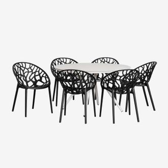 Sklum Sklum - Set De Mesa Redonda En Aluminio (&oslash;125 Cm) Valerie Y 6 Sillas De Jard&iacute;n Ores