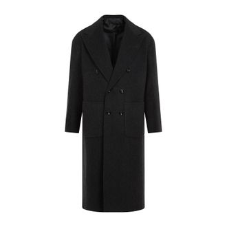 Kiton Dark Grey Tib Virgin Wool Coat-Uomo