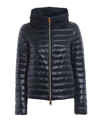 Herno Blue asymmetric puffer jacket