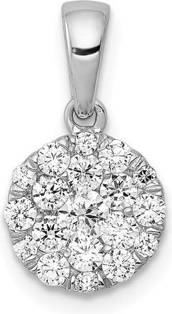 Diamond2Deal 14k White Gold 1/2ct. Diamond Circle Cluster Pendant