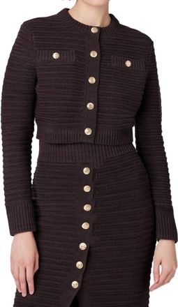 Toccin Miller Pointelle Cardigan In Espresso
