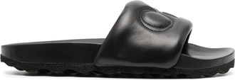 Off-white Bookish Sponge logo-embroidered slides - men - Leather/Rubber/Polyester - 40 - Black