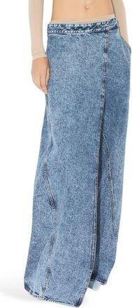 Alaia Wide Leg Wrap Jeans in Bleu Neige at Nordstrom, Size 14 Us