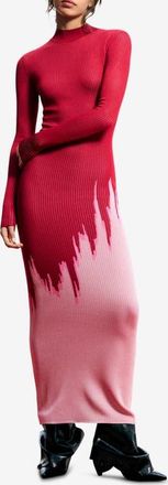 Desigual Mock Neck Maxi Ombr&eacute; Sweater Dress in Red at Nordstrom, Size X-Large
