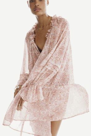 H&M Oversized Tunic Dress in Light Beige/paisley at Nordstrom, Size X-Small
