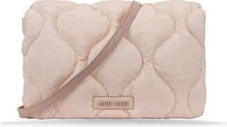 Miu Miu Cross Body Bags, female, Beige, ONE SIZE, Quilted Womens Shoulder Bag with Magnetic Button
