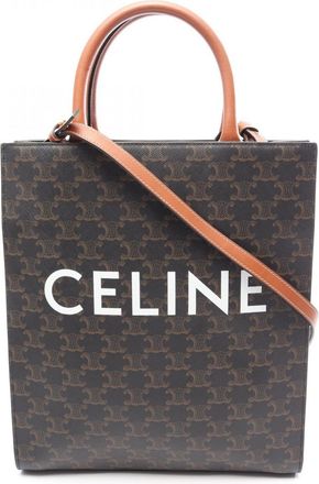 Celine Black Brown Coated Canvas Leather Handbag Tote Bag (Pre-Owned)
