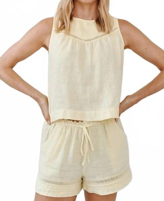 Bella Dahl Sleeveless Trimmed Yoke Seam Top In Lemon Drop