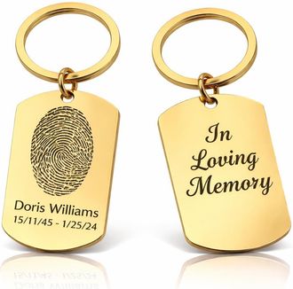 Generic Fingerprint keychain, memorial gift, thumbprint keyring, engraved personalised memorial gift