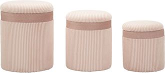 Mauro Ferretti Puff Con Compartimento De Almacenamiento Cortina Rosa Set De 3 Piezas Cm &Oslash; 40,5x49,5-35x42-31x38