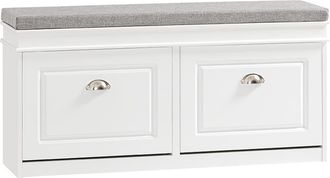 SoBuy Banco zapatero con 2 solapas mdf blanco